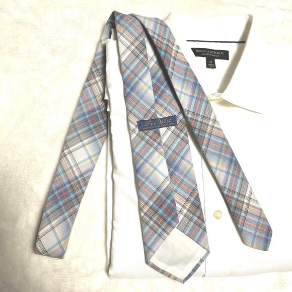 Vintage Pendleton Pen West Spring Plaid Men’s Tie 56”x3” Pastel Easter Blended - Picture 3 of 7